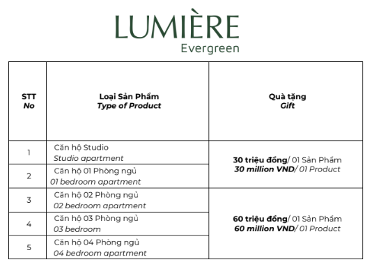 Trang 13 của tài liệu chính sách bán hàng dự án LUMIÈRE Evergreen từ ngày 01/07/2024 - 31/07/2024 hoặc cho tới khi có văn bản thay thế